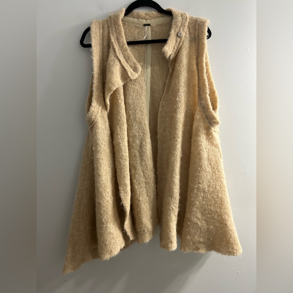 Free People Stand and Deliver wool alpaca high neck drape cape vest sweater